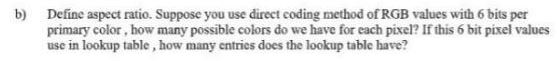 Solved b) Define aspect ratio. Suppose you use direct coding | Chegg.com
