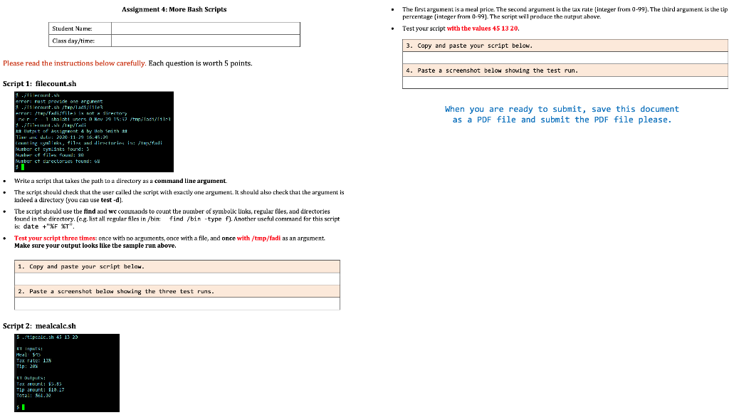 Solved Assignment 4: More Bash Scripts The first argument is | Chegg.com