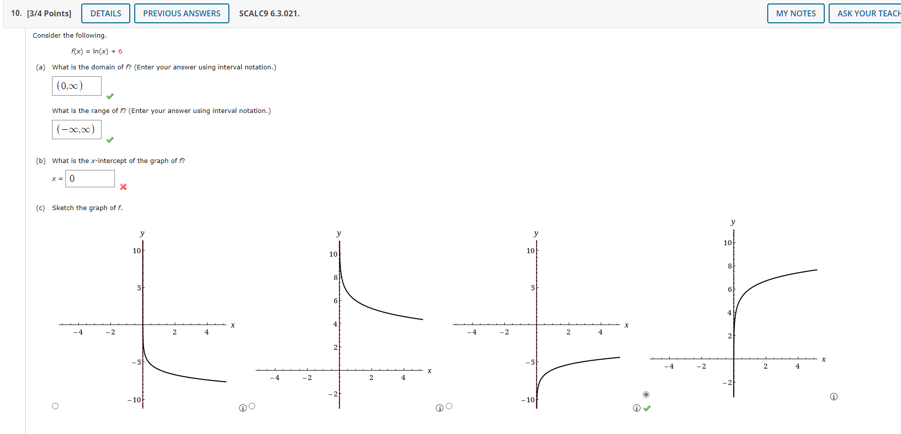 Solved F(x)=ln(x)+6 (a) What Is The Domain Of F ? (enter 