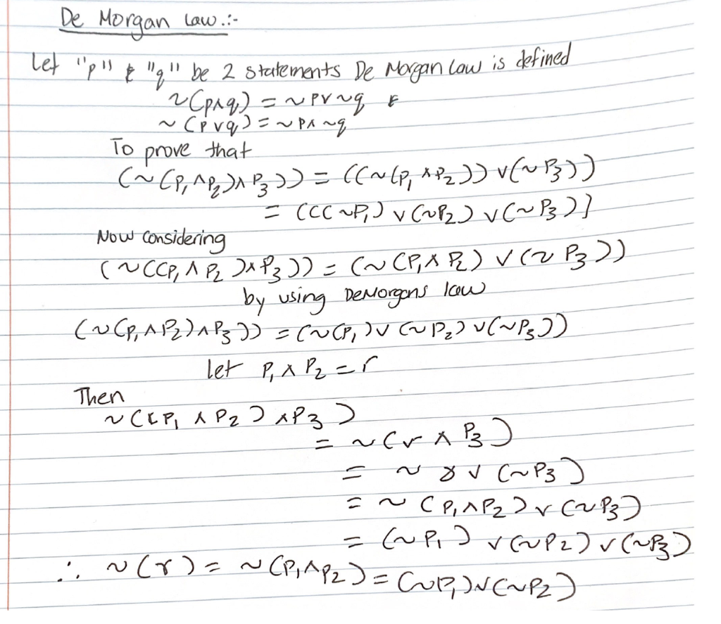 Solved De Morgan Law .. Tet "p" & "q" be 2 statements De | Chegg.com