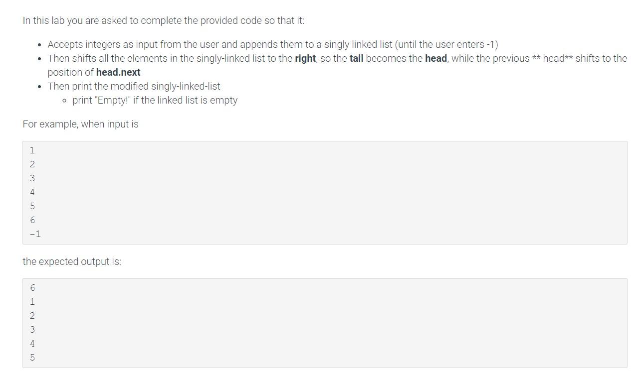 Solved In this lab you are asked to complete the provided | Chegg.com