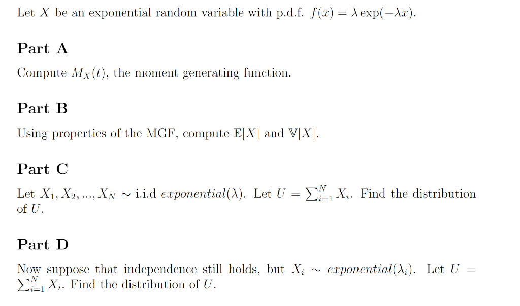 Solved Let X be an exponential random variable with p.d.f. | Chegg.com