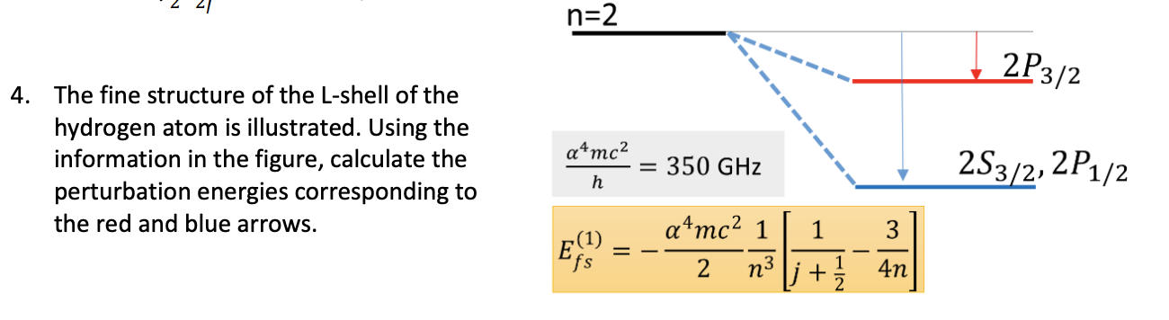 Solved 21 n=2 2P3/2 The fine structure of the L-shell of the | Chegg.com