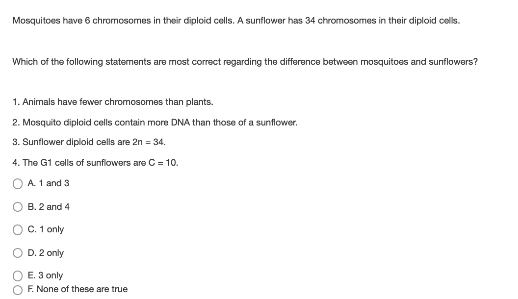 Solved Mosquitoes have 6 chromosomes in their diploid cells.