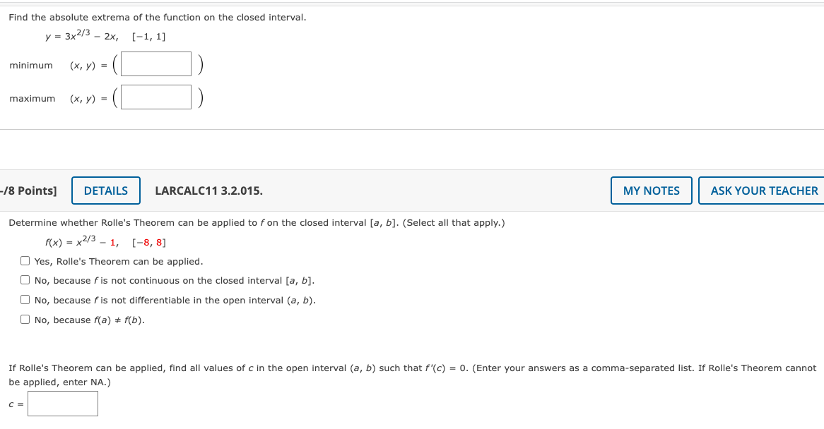Solved A. Find the absolute extrema of the function on the