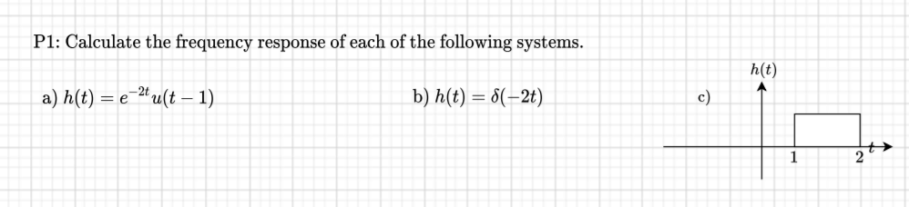 Solved P1: Calculate The Frequency Response Of Each Of The | Chegg.com