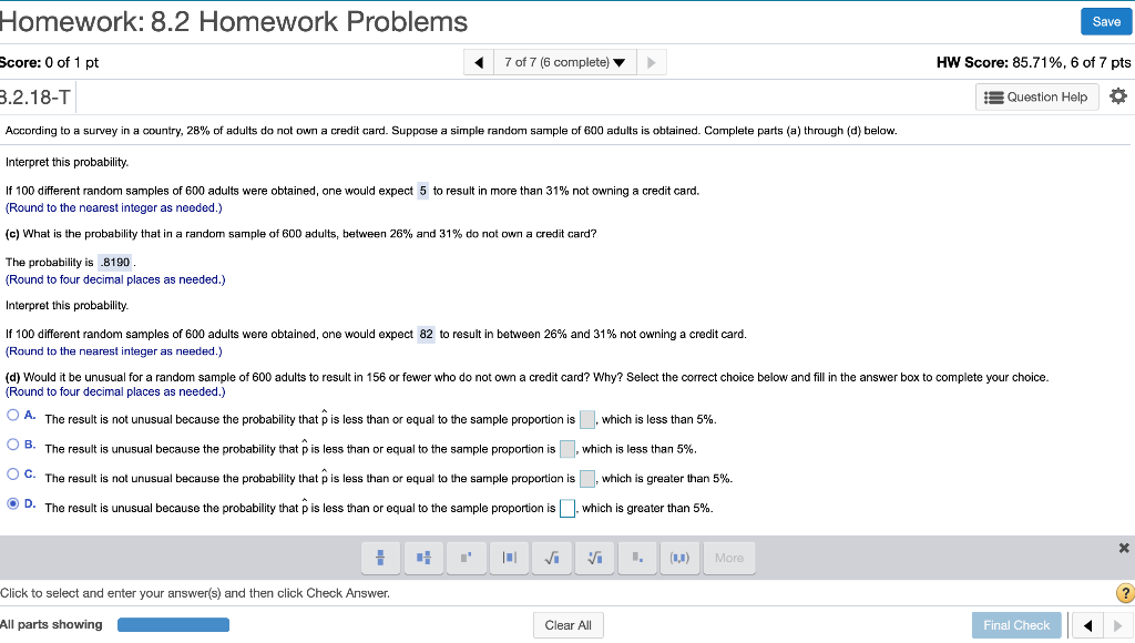 Solved Homework: 8.2 Homework Problems Save 7 of 7 (6 | Chegg.com