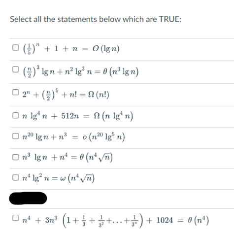 Solved Select All The Statements Below Which Are TRUE: | Chegg.com