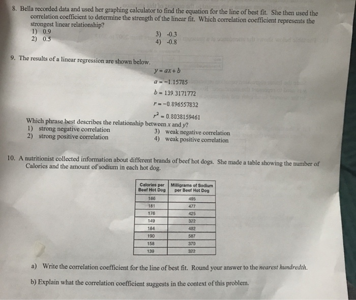 Solved S. Bell recorded data and used her graphing
