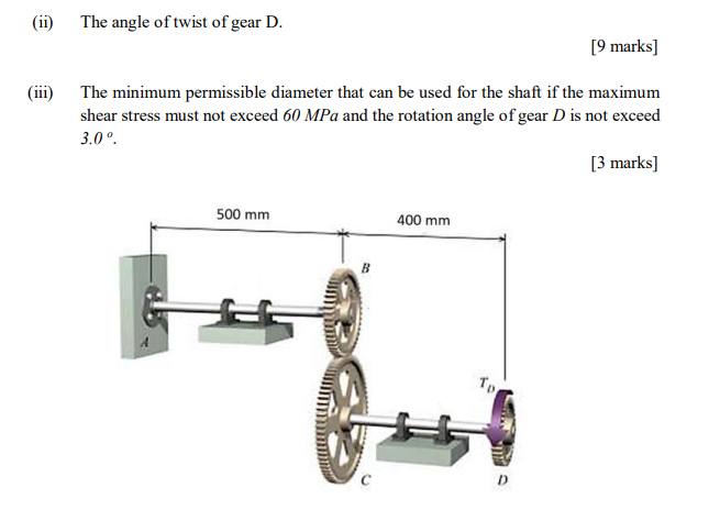 Solved (b) In the gear system two shafts are made of steel | Chegg.com