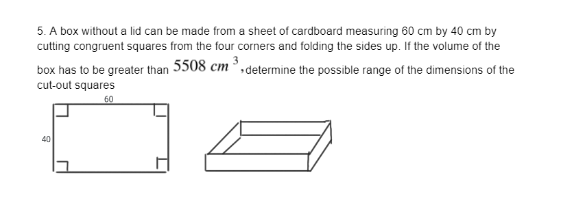 Solved Use pre-calc:A box without a lid can be made from a | Chegg.com