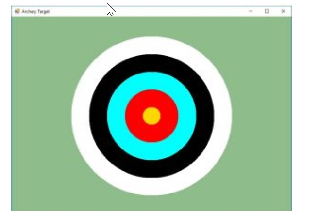 Solved JAVA Write a GUI program that displays an archery | Chegg.com