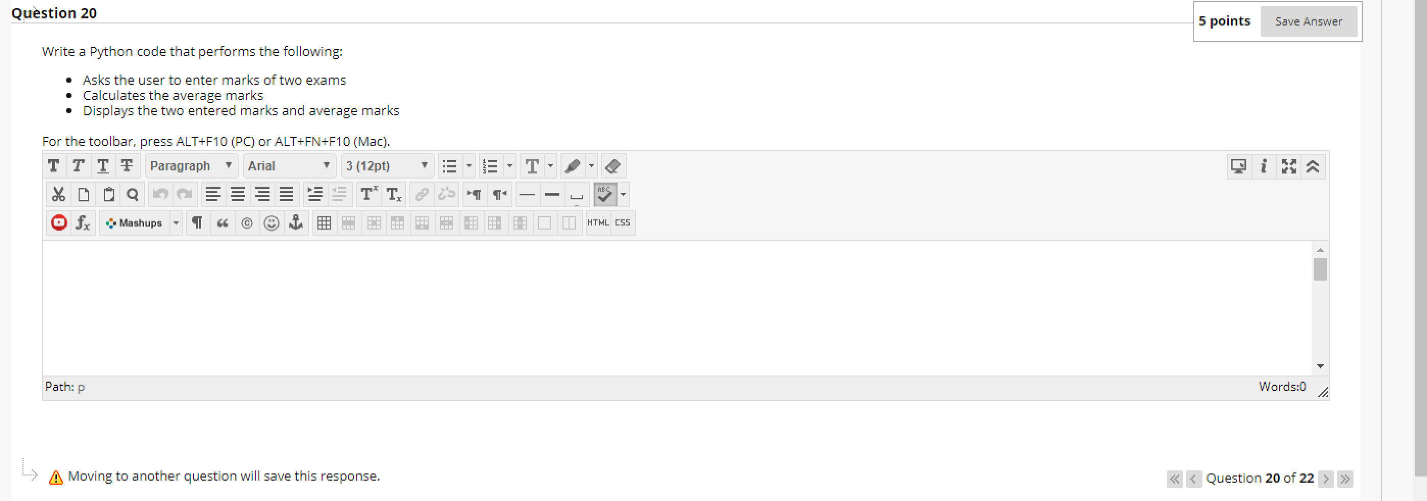 Solved Question 20 5 points Save Answer Write a Python code | Chegg.com