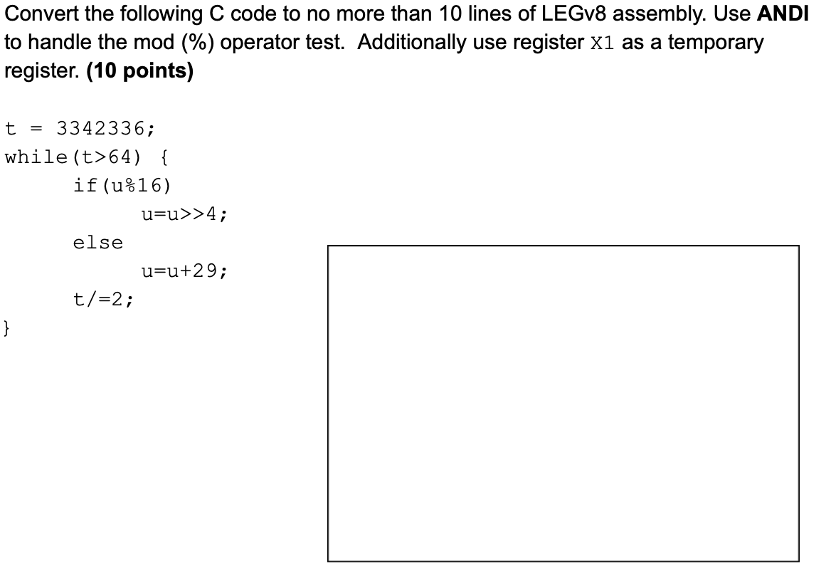 Solved Convert the following C code to no more than 10 lines | Chegg.com
