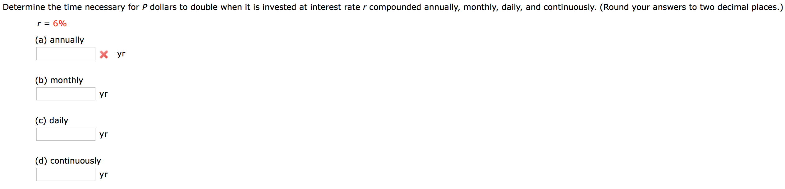 Solved Determine The Time Necessary For P Dollars To Double | Chegg.com