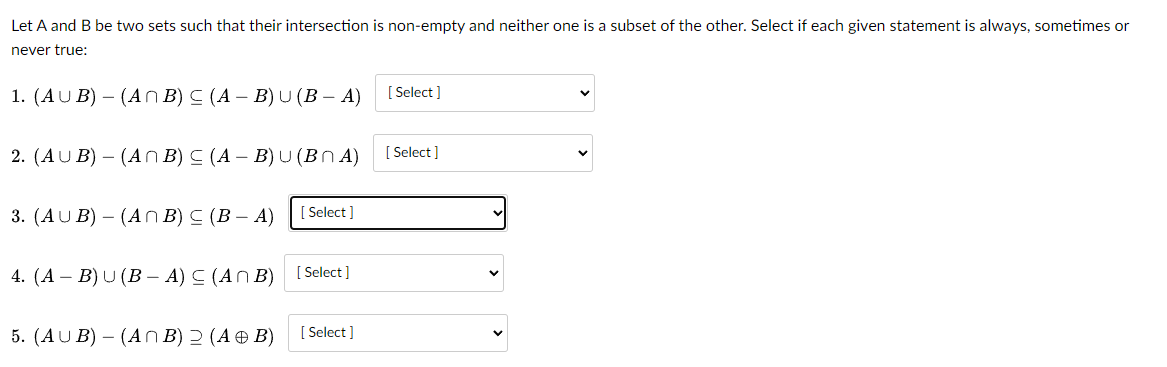 Solved Let A And B Be Two Sets Such That Their Intersection | Chegg.com