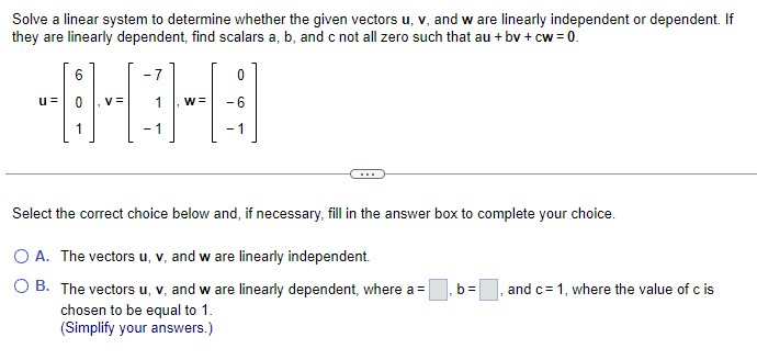 Solved Solve a linear system to determine whether the given | Chegg.com