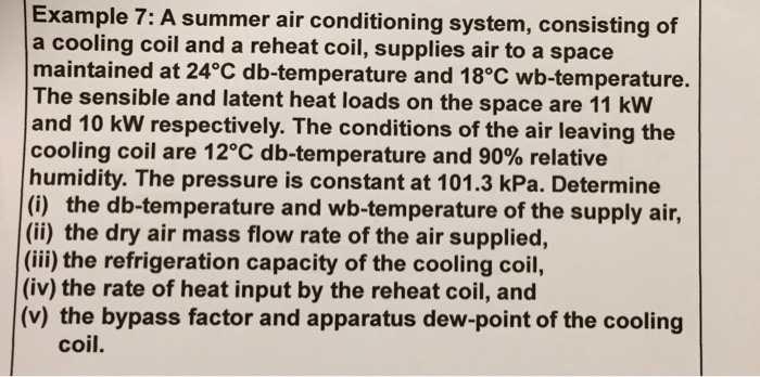 Solved Example 7: A summer air conditioning system, | Chegg.com