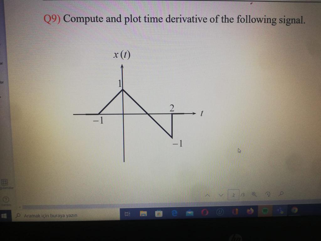 Solved 8 Q9) Compute and plot time derivative of the | Chegg.com