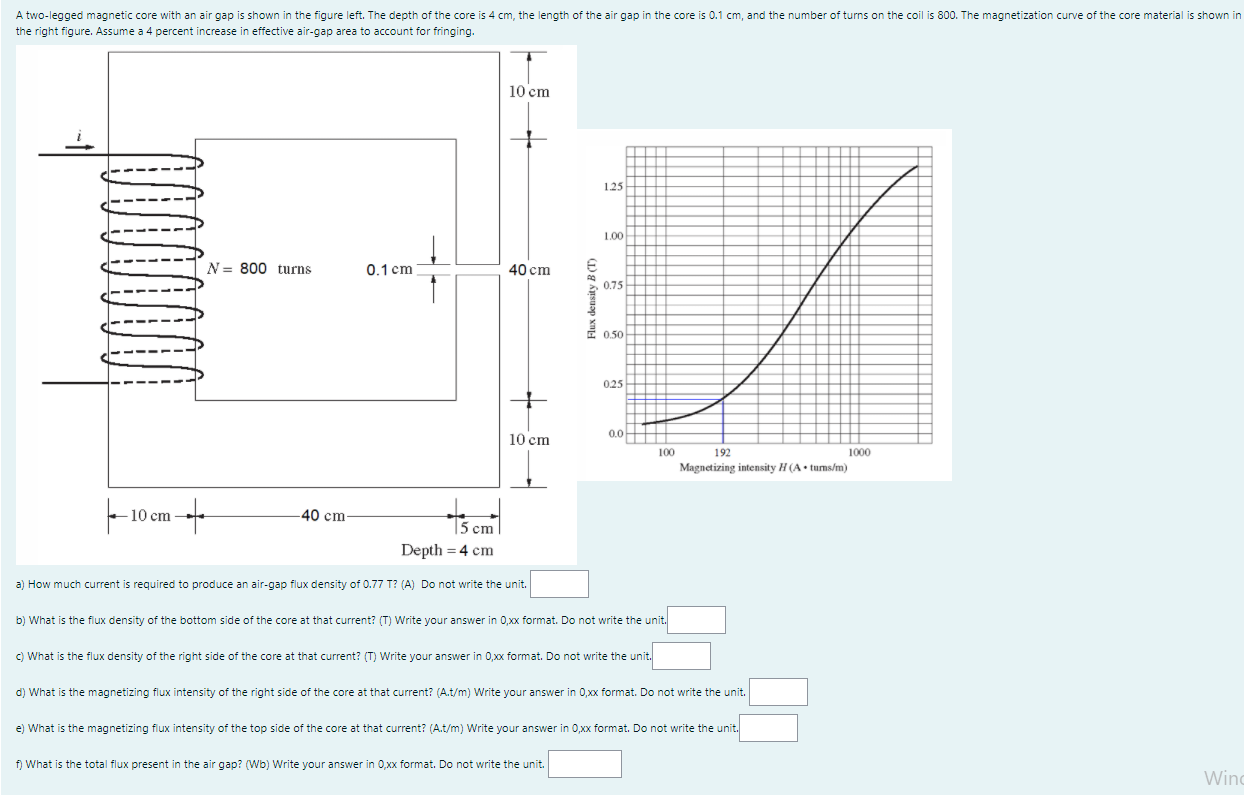 Solved A Two-legged Magnetic Core With An Air Gap Is Shown | Chegg.com
