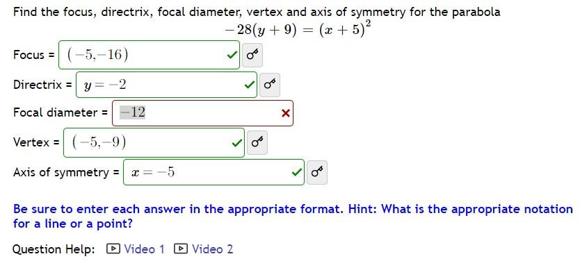 Solved Find the focus, directrix, focal diameter, vertex and | Chegg.com