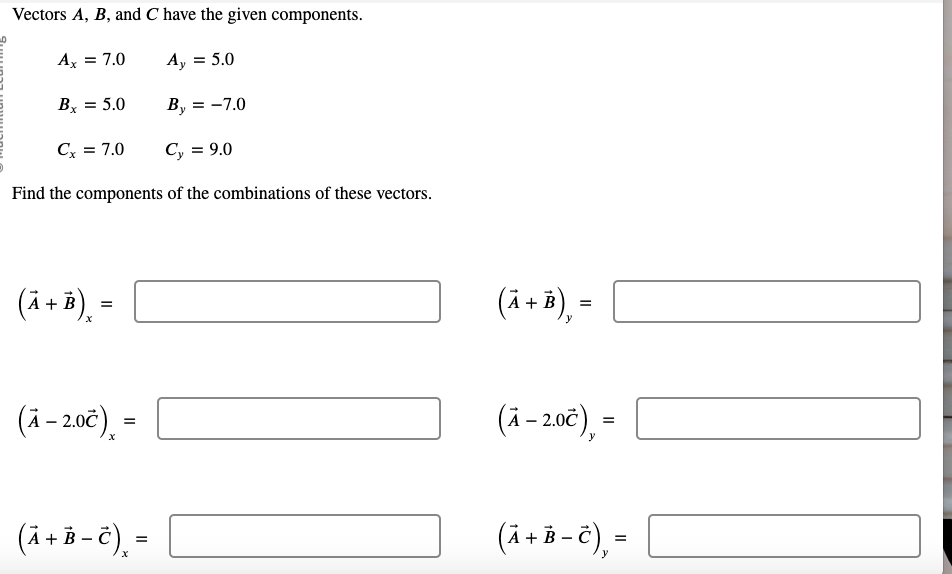 Solved Vectors A,B, And C Have The Given Components. | Chegg.com