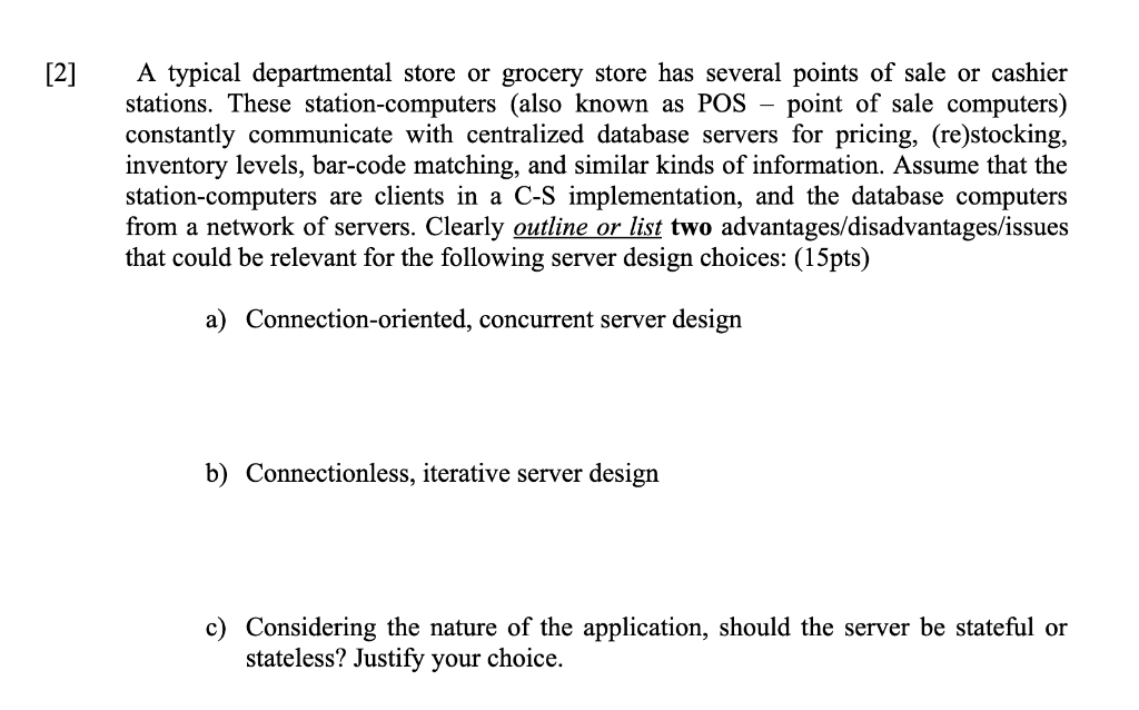 Solved A typical departmental store or grocery store has