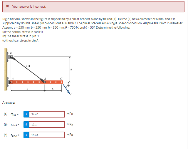 Solved Rigid bar ABC shown in the figure is supported by a | Chegg.com