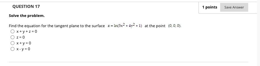 Solved QUESTION 17 1 points Save Answer Solve the problem. | Chegg.com