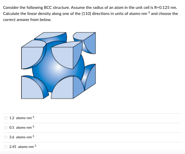 Solved Consider the following BCC structure. Assume the | Chegg.com