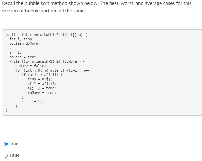 Solved Recall the bubble sort method shown below. The best, | Chegg.com