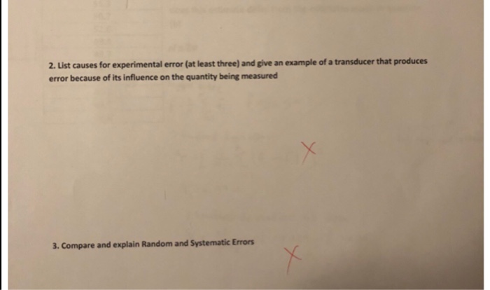 Solved 2. List causes for experimental error (at least | Chegg.com