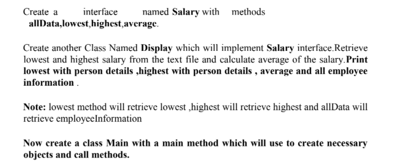 Solved Create a interface named Salary with methods | Chegg.com