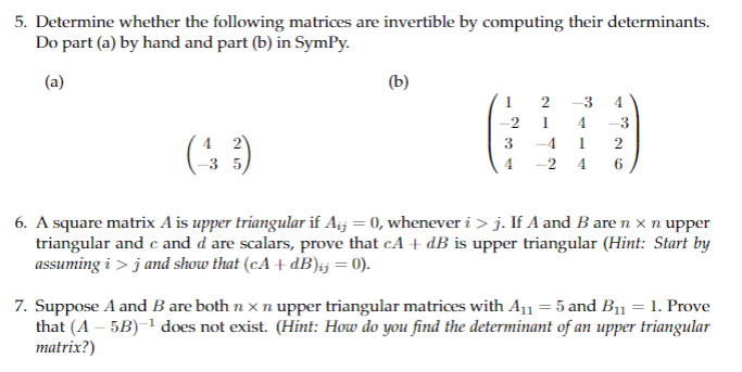 Solved A square matrix A ﻿is upper triangular if Aij=0, | Chegg.com