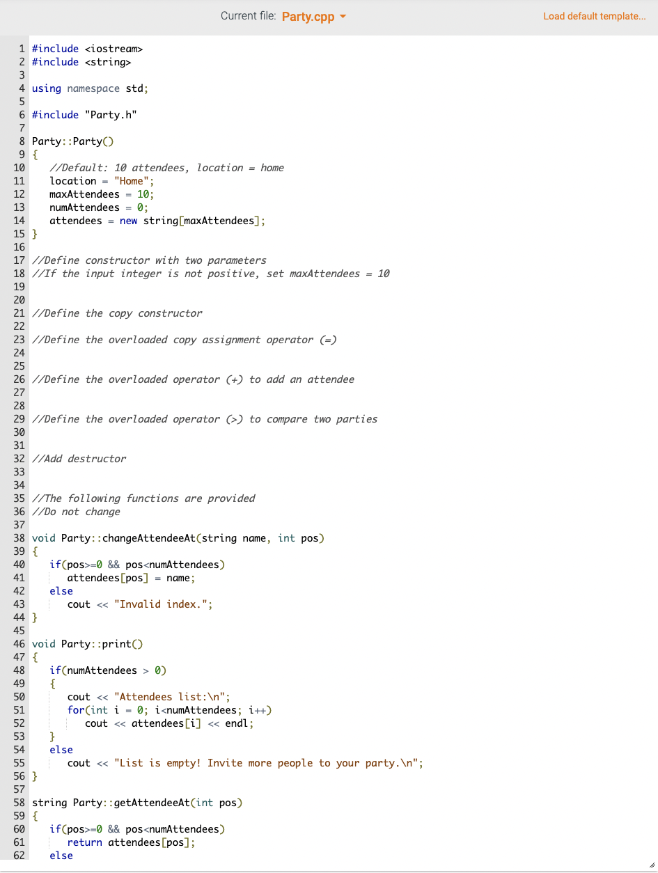 Solved This exercise defines a Party class to store the | Chegg.com