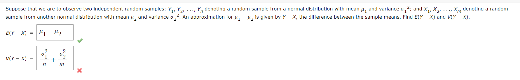 Solved Suppose that we are to observe two independent random | Chegg.com