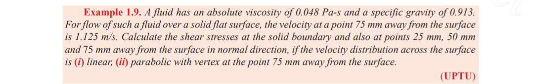 Solved Example 1.9. A fluid has an absolute viscosity of | Chegg.com