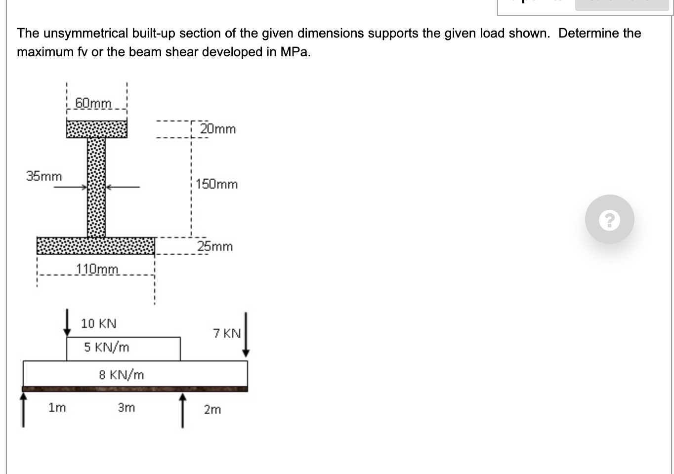 Solved The unsymmetrical built-up section of the given | Chegg.com