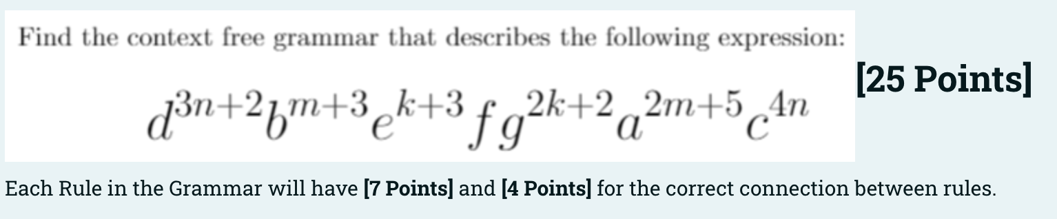 Solved Find the context free grammar that describes the | Chegg.com