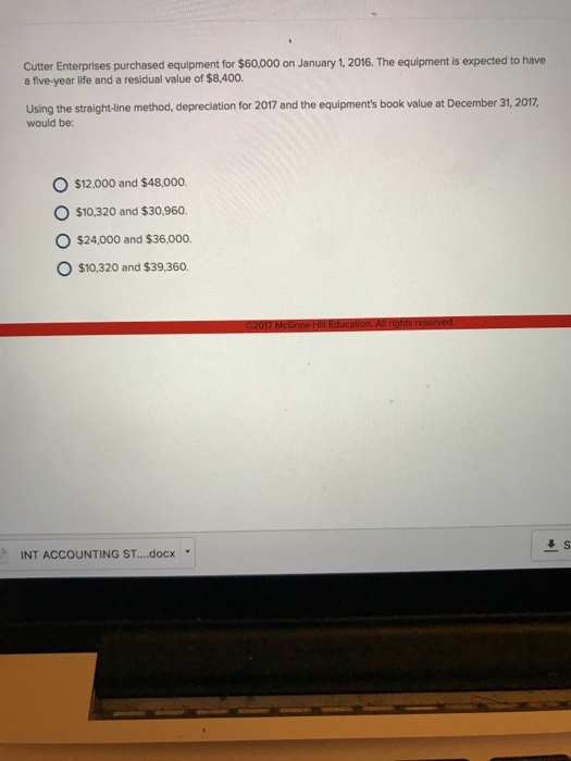 Solved Cutter Enterprises purchased equipment for 60.000 on