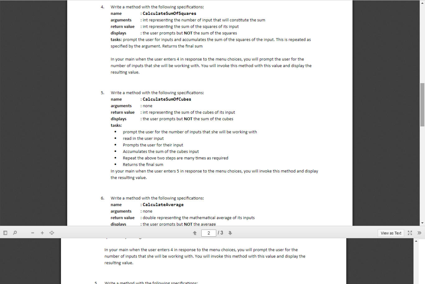 Solved 4. Write a method with the following | Chegg.com