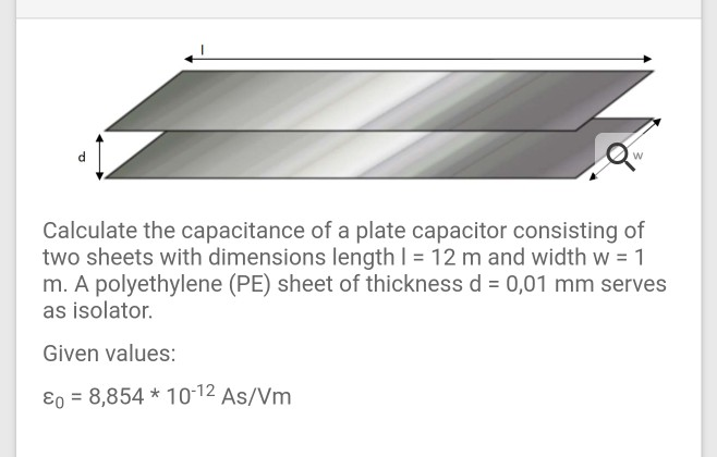 Solved Calculate the capacitance of a plate capacitor | Chegg.com
