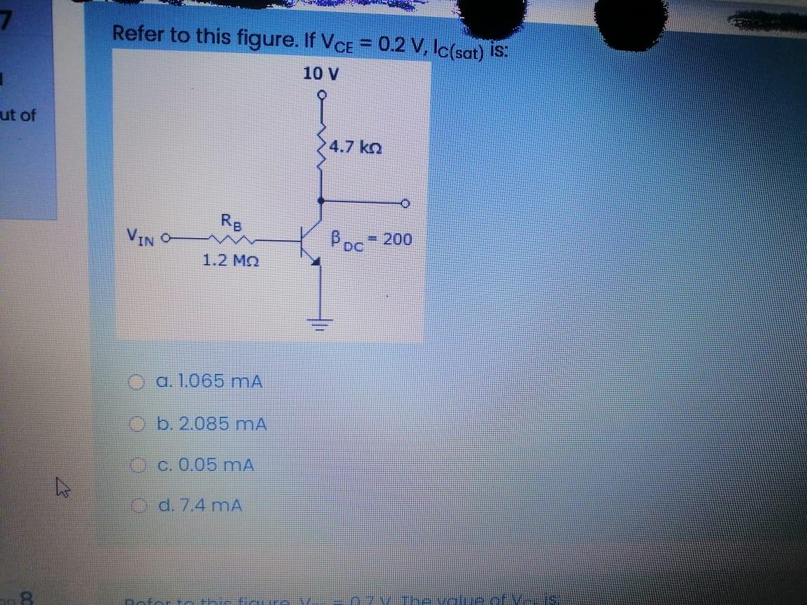 Solved Refer to this figure. If Vce = 0.2 V, Ic(sat) 10 V | Chegg.com