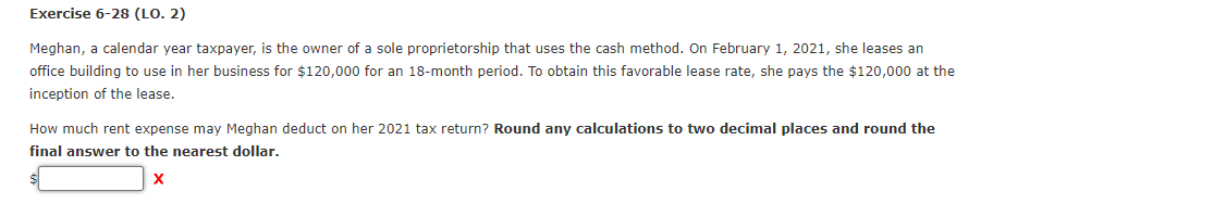 Solved Exercise 6-28 (LO. 2) Meghan, a calendar year | Chegg.com