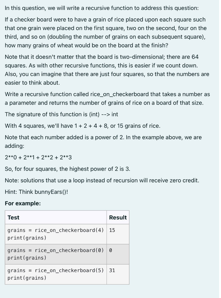 Solved In this question, we will write a recursive function | Chegg.com