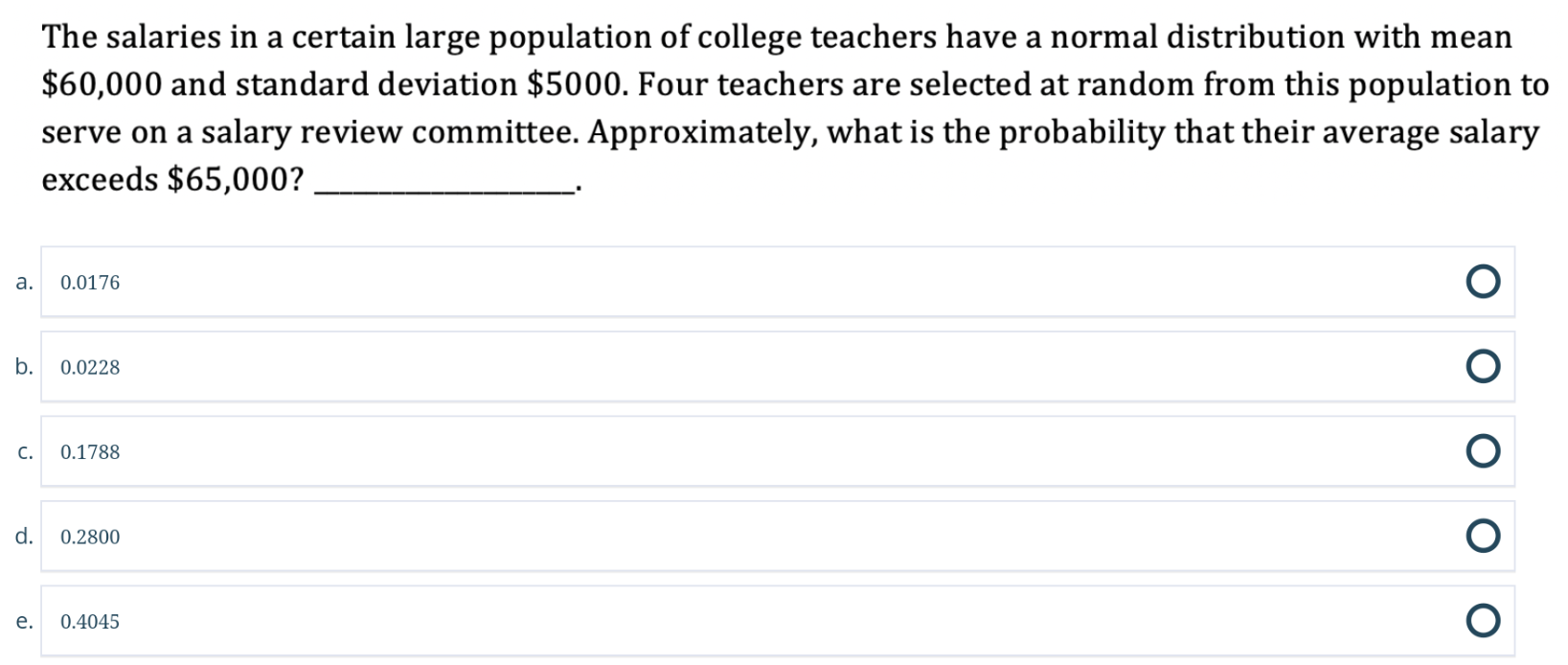 Solved The salaries in a certain large population of college | Chegg.com