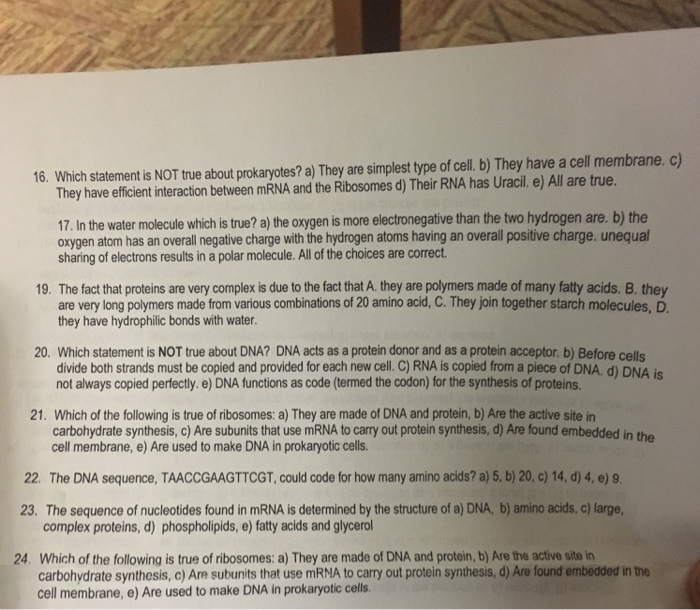 Solved 16. Which statement is NOT true about prokaryotes? a)