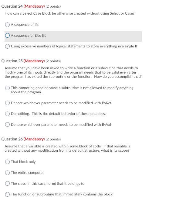 Solved Question 24 (Mandatory) (2 points) How can a Select | Chegg.com