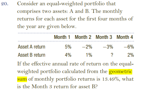 Solved . 20. Consider An Equal Weighted Portfolio That | Chegg.com