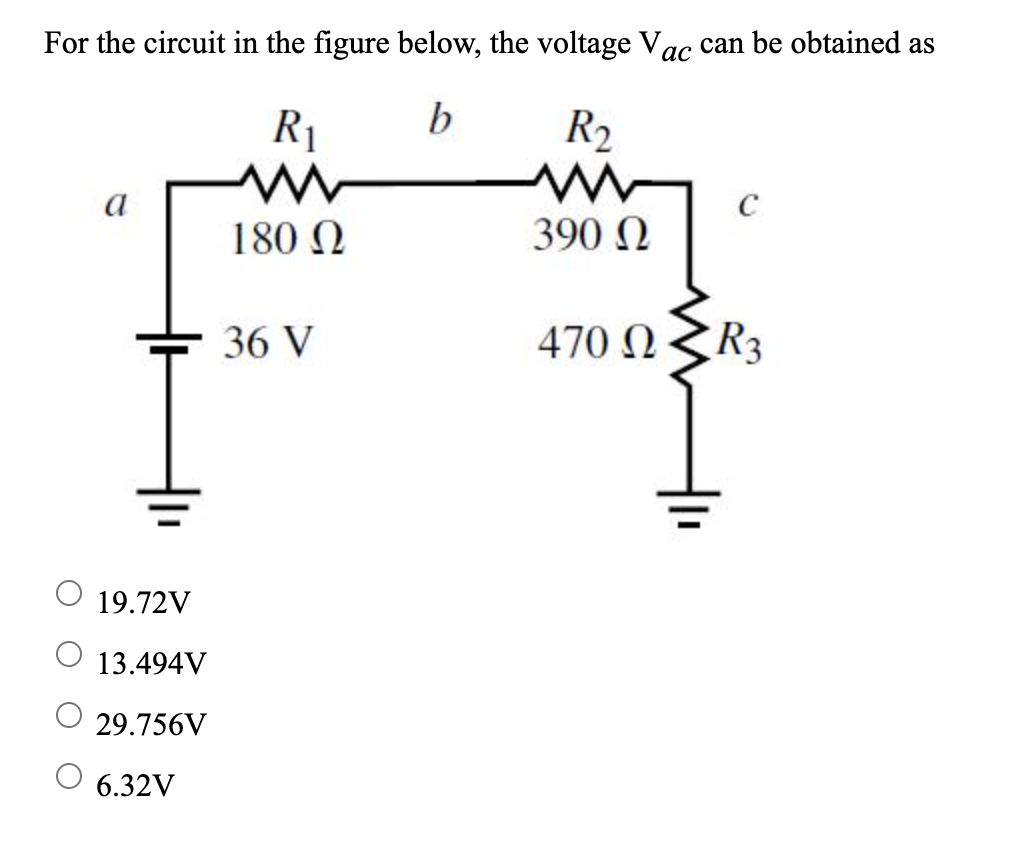 Solved For the circuit in the figure below, the voltage Vac | Chegg.com